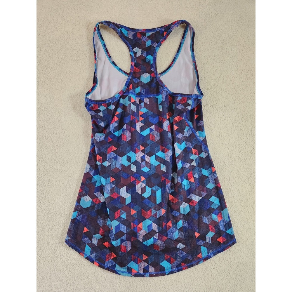 Athleta Geometric Blue Red Black Performance Racerback Tank Top Size Small - Picture 2 of 4